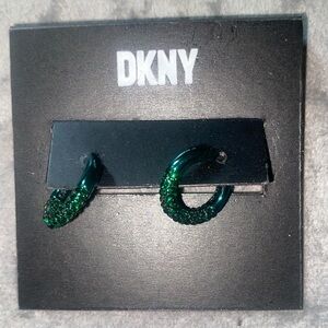 BNWT DKNY Green 1 1/5" Thick Hoop Earrings